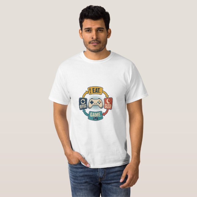 Funny Eat Sleep Game Repeat T-Shirt (Front Full)