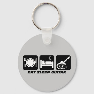 Funny eat sleep guitar key ring