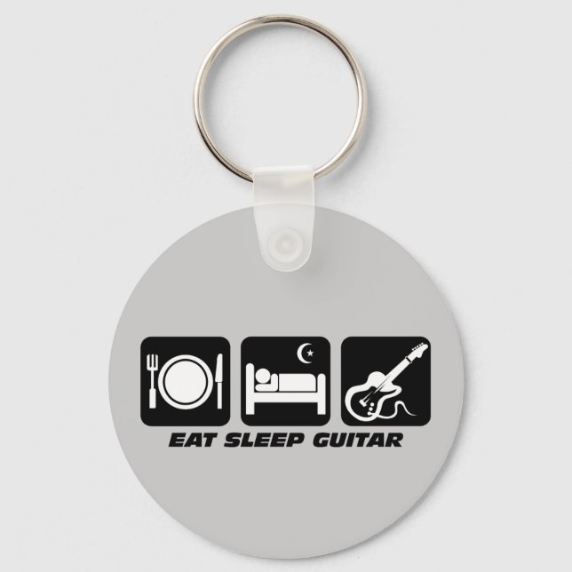 Funny eat sleep guitar key ring (Front)