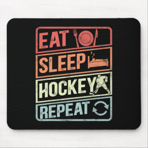 Funny Eat Sleep Hockey Repeat Ice Hockey Fan Playe Mouse Pad