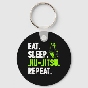 Funny Eat Sleep Jiu Jitsu Repeat Brazilian BJJ MMA Key Ring