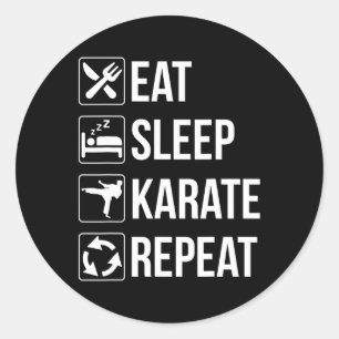 Funny Eat Sleep Karate Repeat 1 Classic Round Sticker