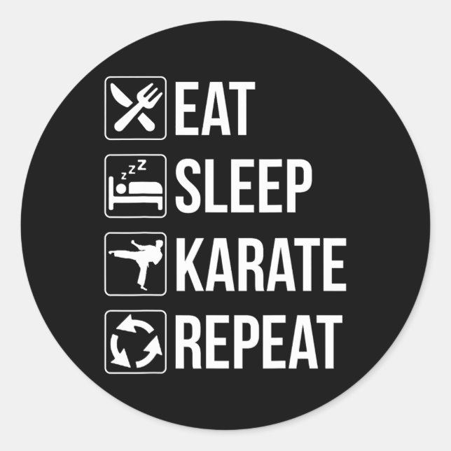 Funny Eat Sleep Karate Repeat 1  Classic Round Sticker (Front)