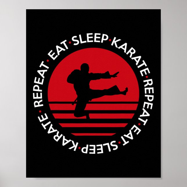 Funny Eat Sleep Karate Repeat  Poster (Front)