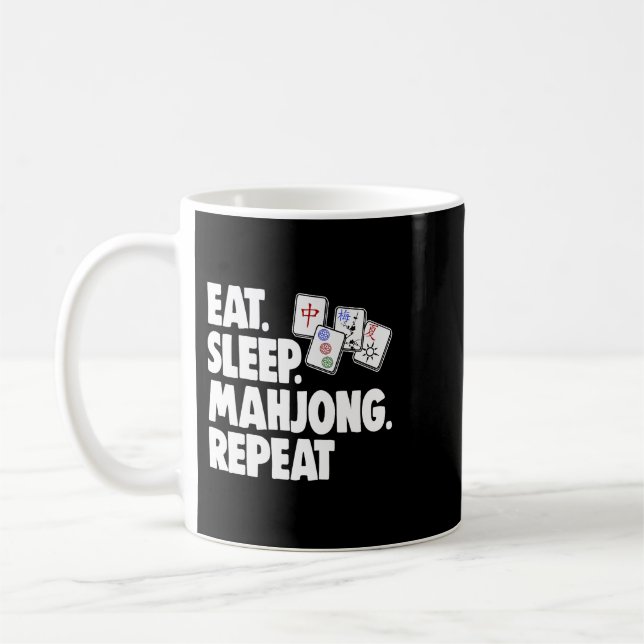 Funny Eat Sleep Mahjong Repeat Shirt Women Game Lo Coffee Mug (Left)