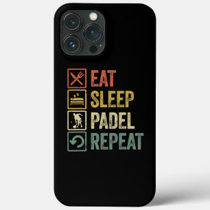 Funny Eat Sleep Padel Repeat Retro Vintage Sports iPhone 13 Pro Max Case