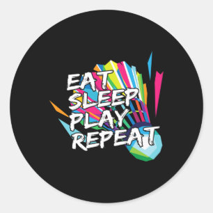 Funny Eat Sleep Play Repeat Player Gift Love Tee Classic Round Sticker
