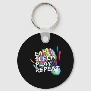Funny Eat Sleep Play Repeat Player Gift Love Tee  Key Ring