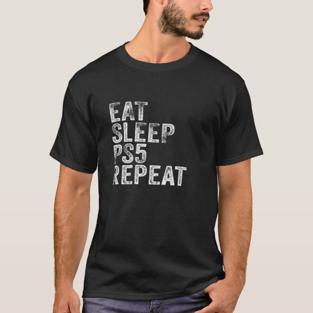 Funny Eat Sleep PS5 Repeat Gift For Lover Video Ga T-Shirt (Front)