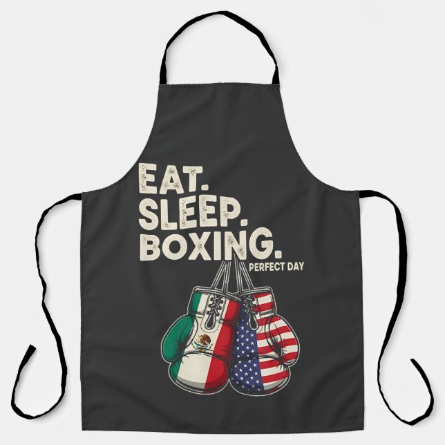 funny eat sleep repeat boxing apron (Front)