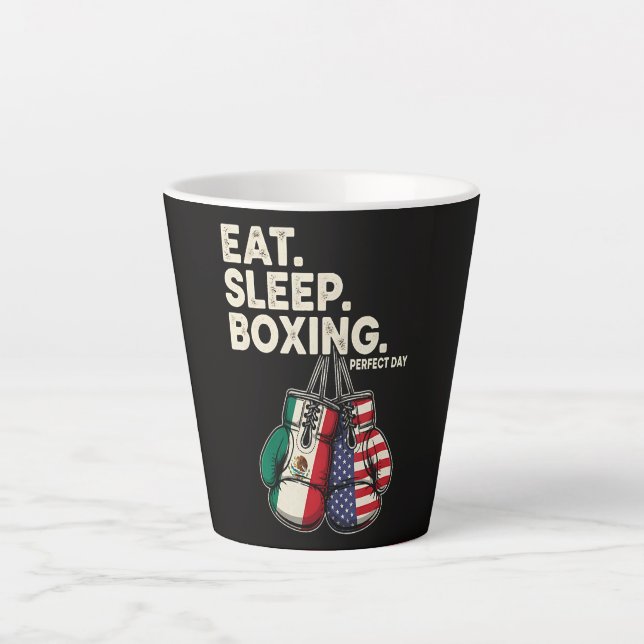 Funny Eat Sleep Repeat Boxing Latte Mug (Front)