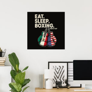 Funny Eat Sleep Repeat Boxing Poster