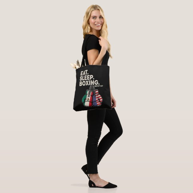 Funny Eat Sleep Repeat Boxing Tote Bag (On Model)