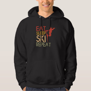 Funny Eat Sleep Ski Repeat For Cool Skiers Designs Hoodie