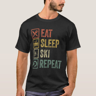 Funny Eat Sleep Ski Repeat Retro Vintage Skiers Sk T-Shirt