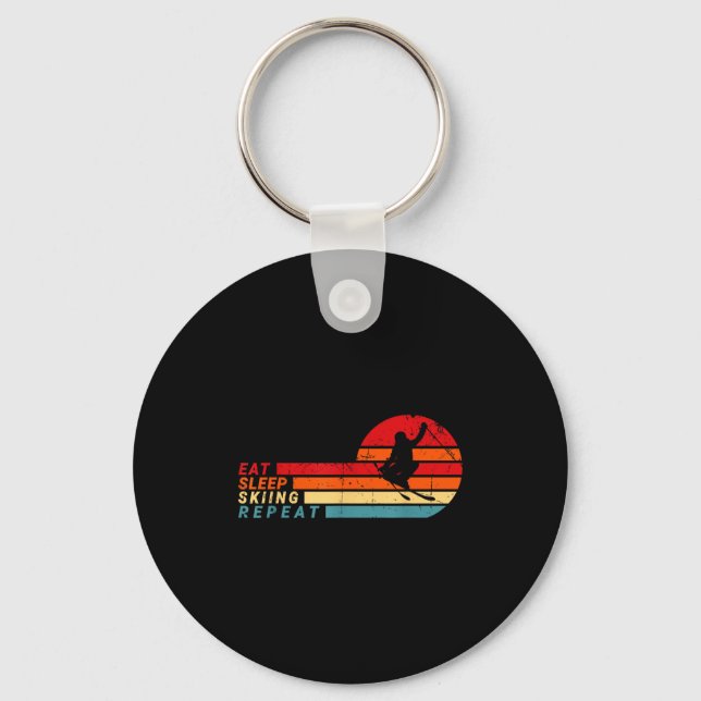 Funny eat sleep skiing repeat for the skiing playe key ring (Front)