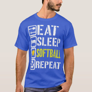 Funny Eat Sleep Softball Repeat Baseball Players R T-Shirt