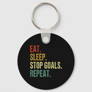 Funny Eat Sleep Stop Goals Repeat Goalie Soccer Ho Key Ring