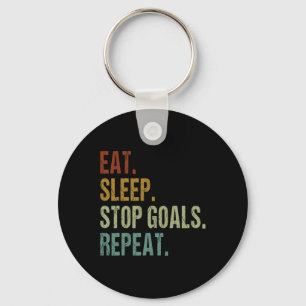 Funny Eat Sleep Stop Goals Repeat Goalie Soccer Ho Key Ring