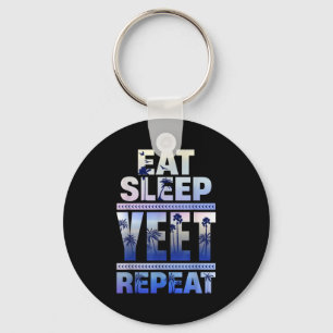 Funny Eat Sleep Yeet Repeat Retro Quote Key Ring