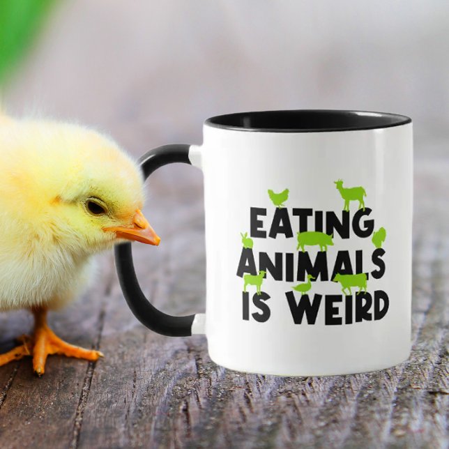 Funny Eating Animals is Weird, Green Vegan  Mug (Creator Uploaded)