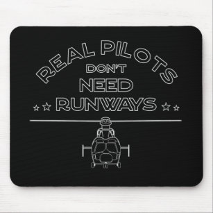 Funny EC155   Real Pilots   White Outline  Mouse Pad