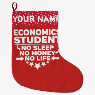 Funny Economics College Student No Life Or Money Large Christmas Stocking