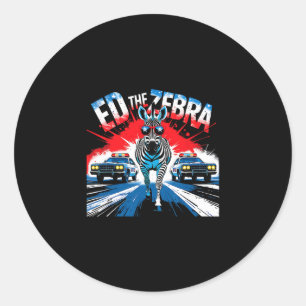 Funny Ed The Zebra 2025 Adventure Retro Vintage Classic Round Sticker