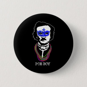 Funny Edgar Allan Poe Mardi Gras Mashup 1 6 Cm Round Badge