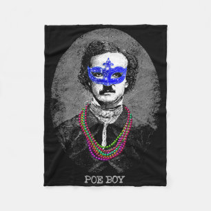 Funny Edgar Allan Poe Mardi Gras Mashup Fleece Blanket