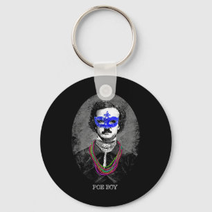 Funny Edgar Allan Poe Mardi Gras Mashup Key Ring