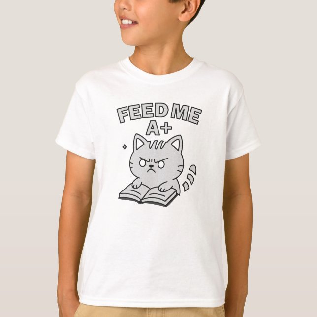Funny Edgy Cat Book T-Shirt (Front)