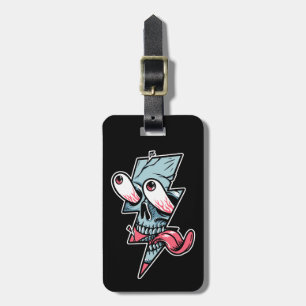 Funny Edgy Skull Face And Lightning Shape Luggage Tag