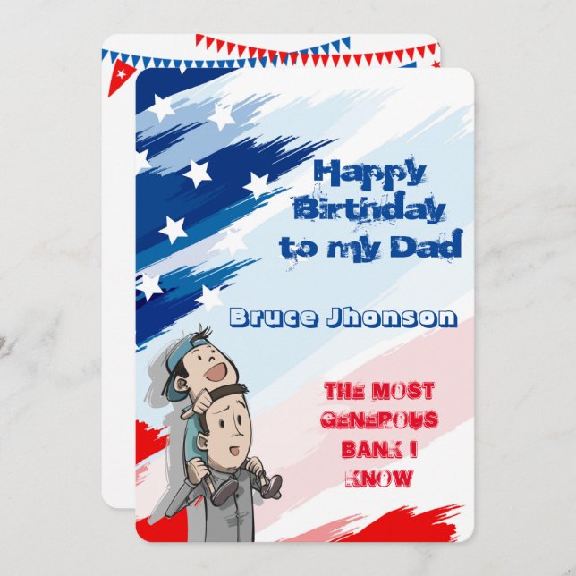 Funny Editable Card for Dad's Birthday (Front/Back)