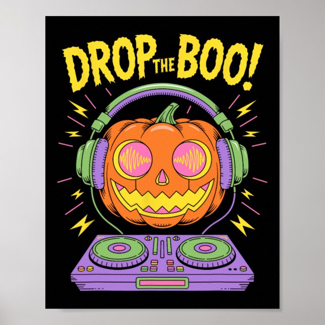 Funny Edm Dj Halloween Pumpkin  Poster (Front)