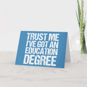 Funny Education Major Graduation Cute Blue Teacher Card
