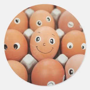 Funny Egg Faces - Breakfast Food Print Classic Round Sticker