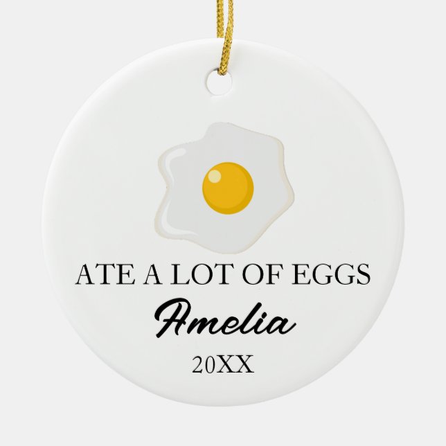 Funny Egg Gifts, Custom Egg Lover Christmas  Ceramic Ornament (Front)