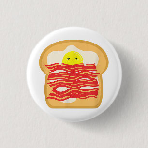 Funny Egg In A Bacon Toast Bed T-Shirt - Food Brea 3 Cm Round Badge