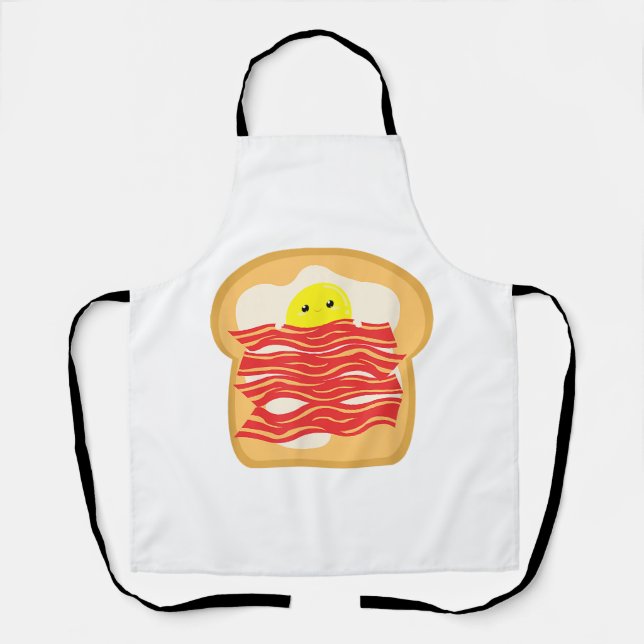 Funny Egg In A Bacon Toast Bed T-Shirt - Food Brea Apron (Front)