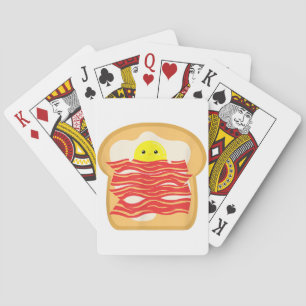 Funny Egg In A Bacon Toast Bed T-Shirt - Food Brea Playing Cards