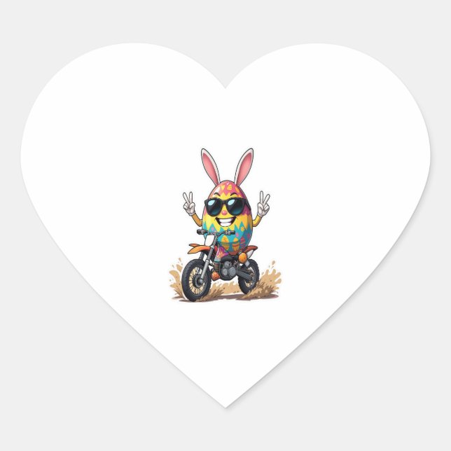 Funny Egg Motorbike Heart Sticker (Front)
