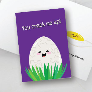 Funny Egg Pun Card   You Crack Me Up Sunny Side Up