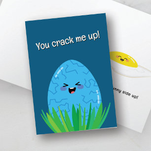 Funny Egg Pun Card   You Crack Me Up Sunny Side Up