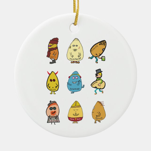 Funny Egg Puns Ceramic Ornament (Front)