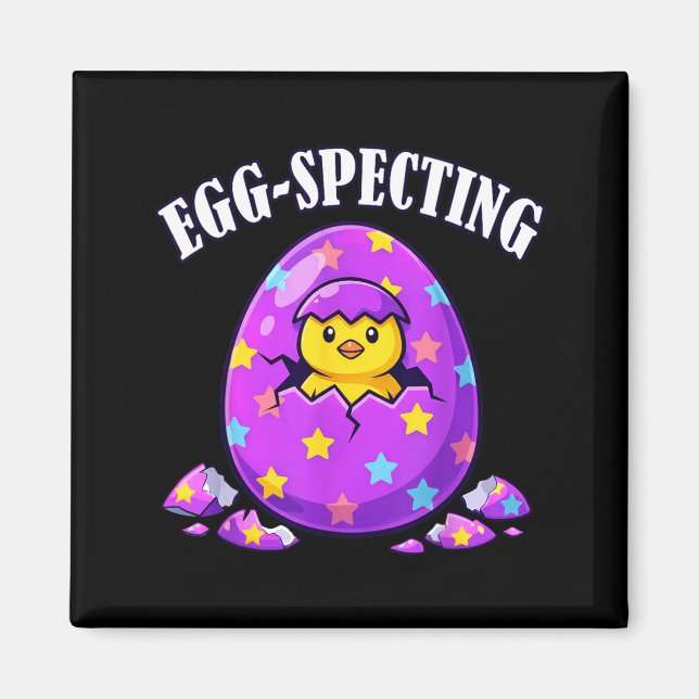 Funny Egg-Specting Easter Day Baby Announcement Magnet (Front)