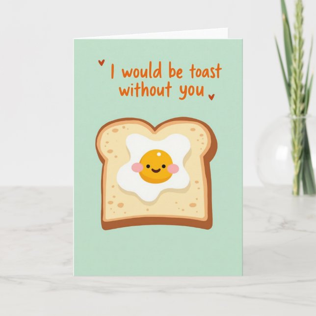 Funny Egg Toast Pun Love Card (Front)