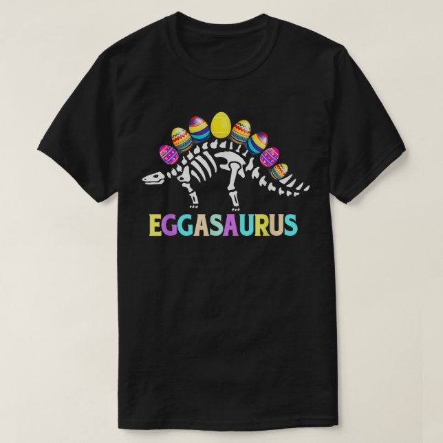 Funny Eggasaurus Stegosaurus Egg Dino TRe Skeleton T-Shirt (Design Front)