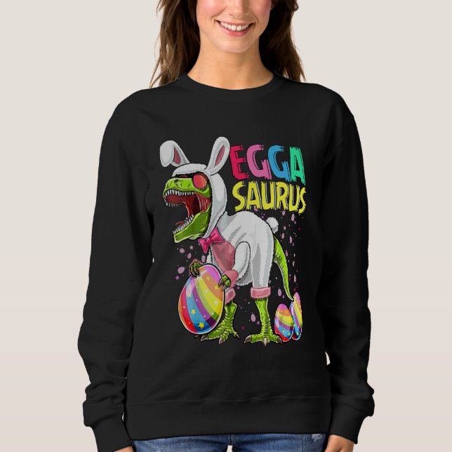 Funny Eggasaurus Stegosaurus Egg Dinosaur Happy Ea Sweatshirt (Front)