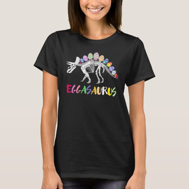 Funny Eggasaurus Stegosaurus Egg Dinosaur Happy Ea T-Shirt (Front)